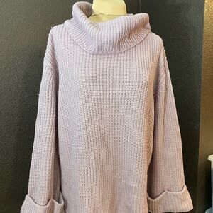 Lane Bryant dusty‎ rose cowl neck tunic sweater with bell cuff sleeves